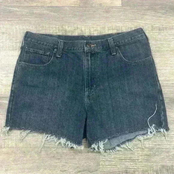 Carhartt Womens Denim Shorts 36 Cut Off High Waist Distressed Jeans Western READ - Picture 2 of 14